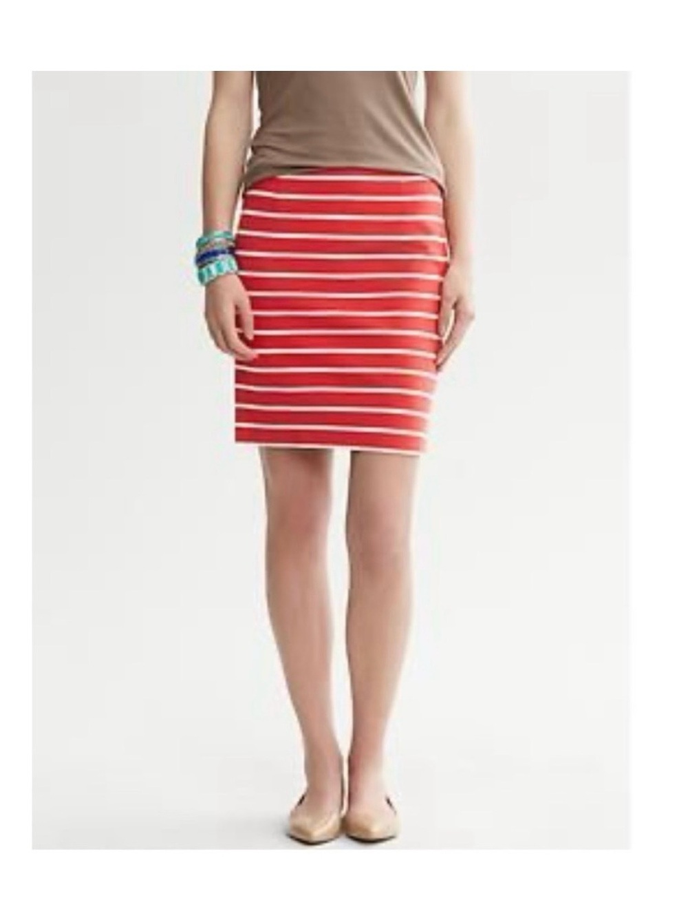 Banana Republic Vibrant Pink and White Striped Pencil Skirt